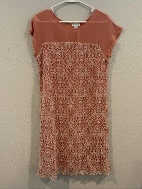 Sundance Womens Classic Casual Pink Cream Embroidered Short Sleeve Mini Dress S